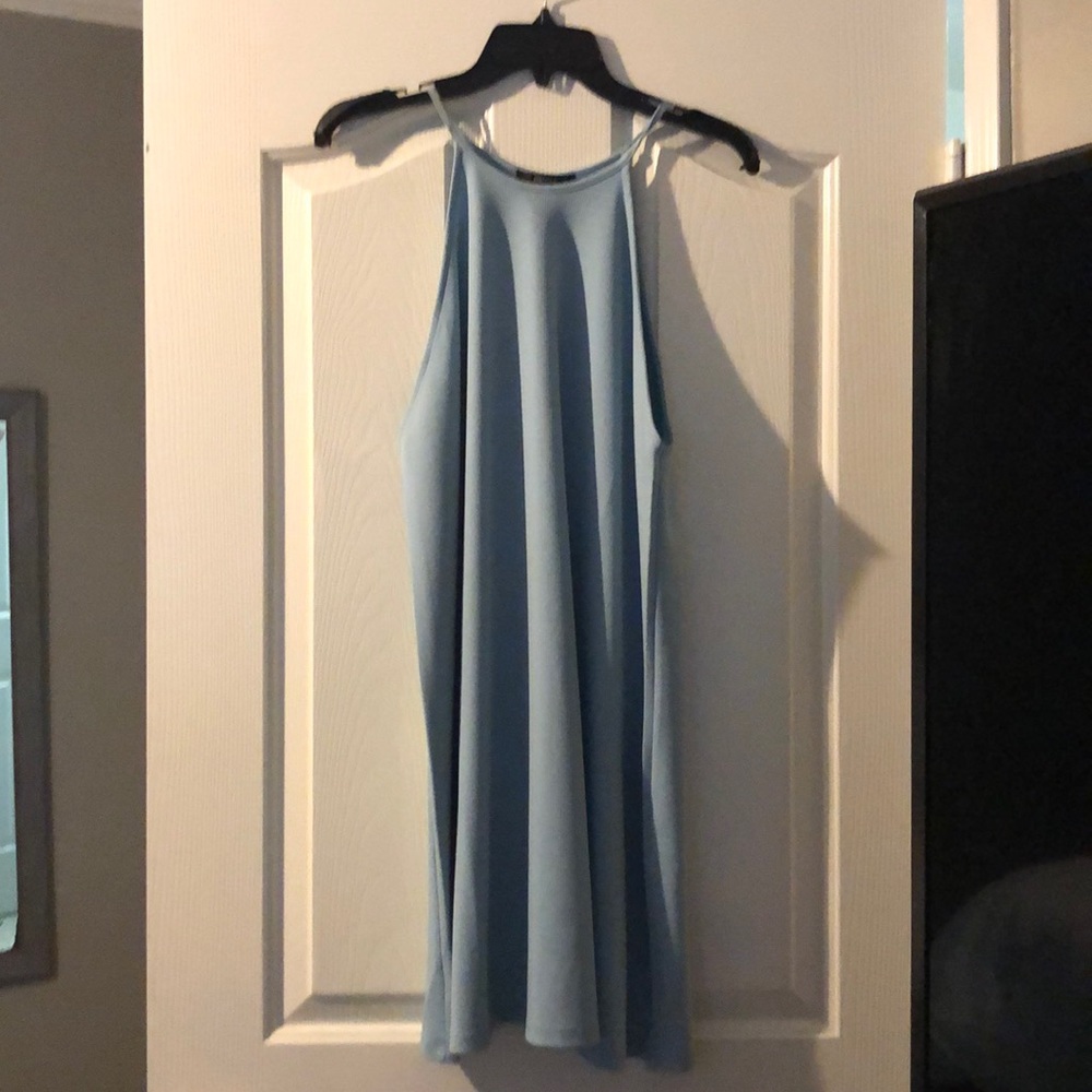 High Neck Blue Dress